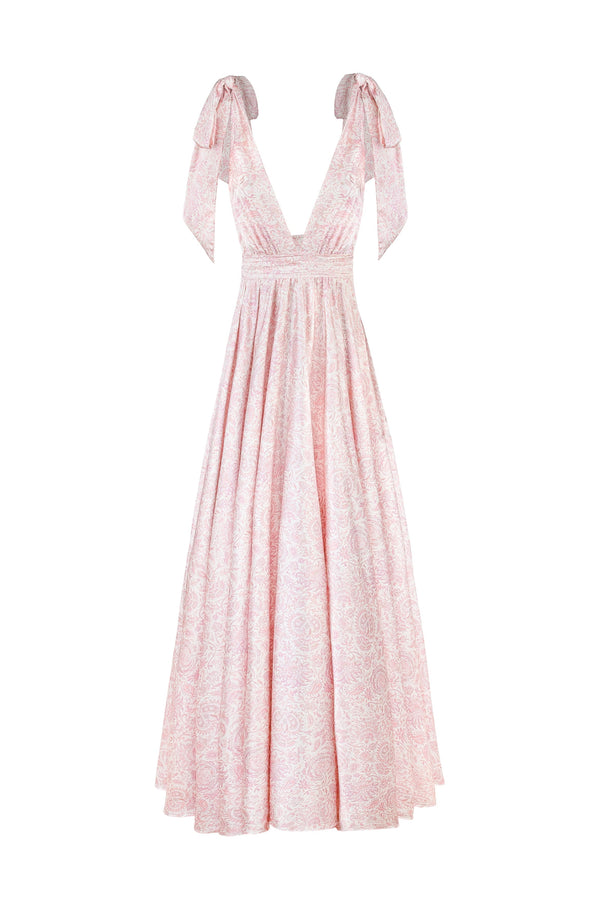 Fiona Dress - Printed Silk Pink Rosewater House 