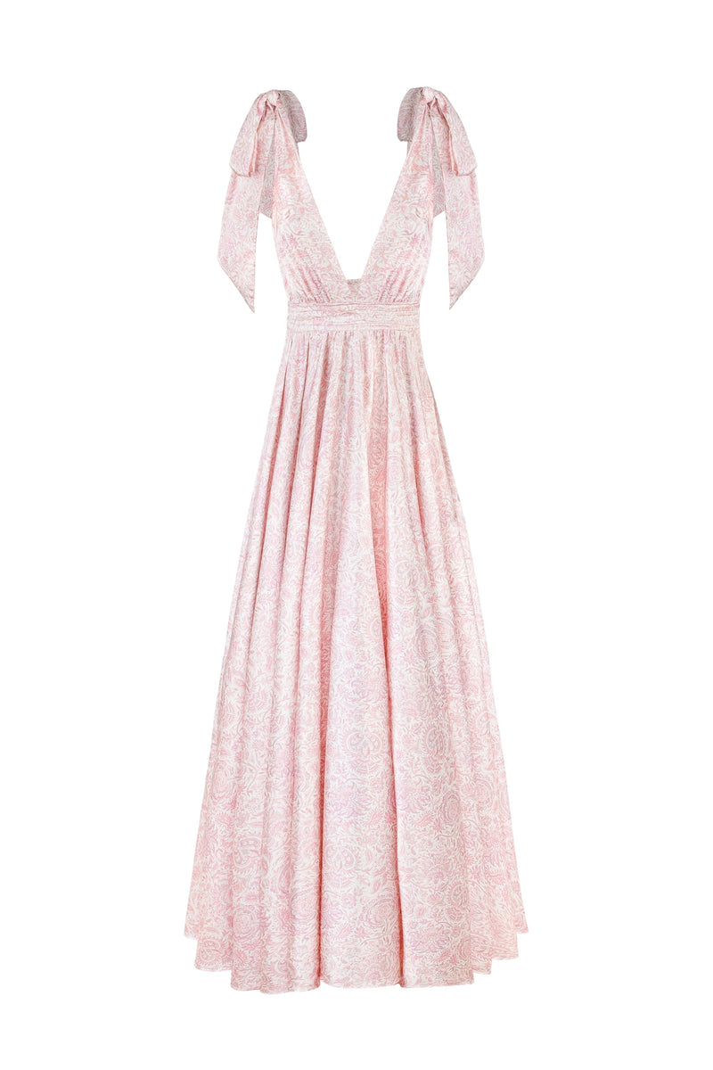 Fiona Dress - Printed Silk Pink Rosewater House 