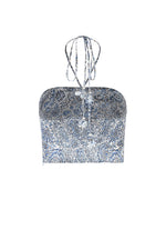 Gol Bustier Top - Iris Print Tops - Bustier & Embroidered Rosewater House 