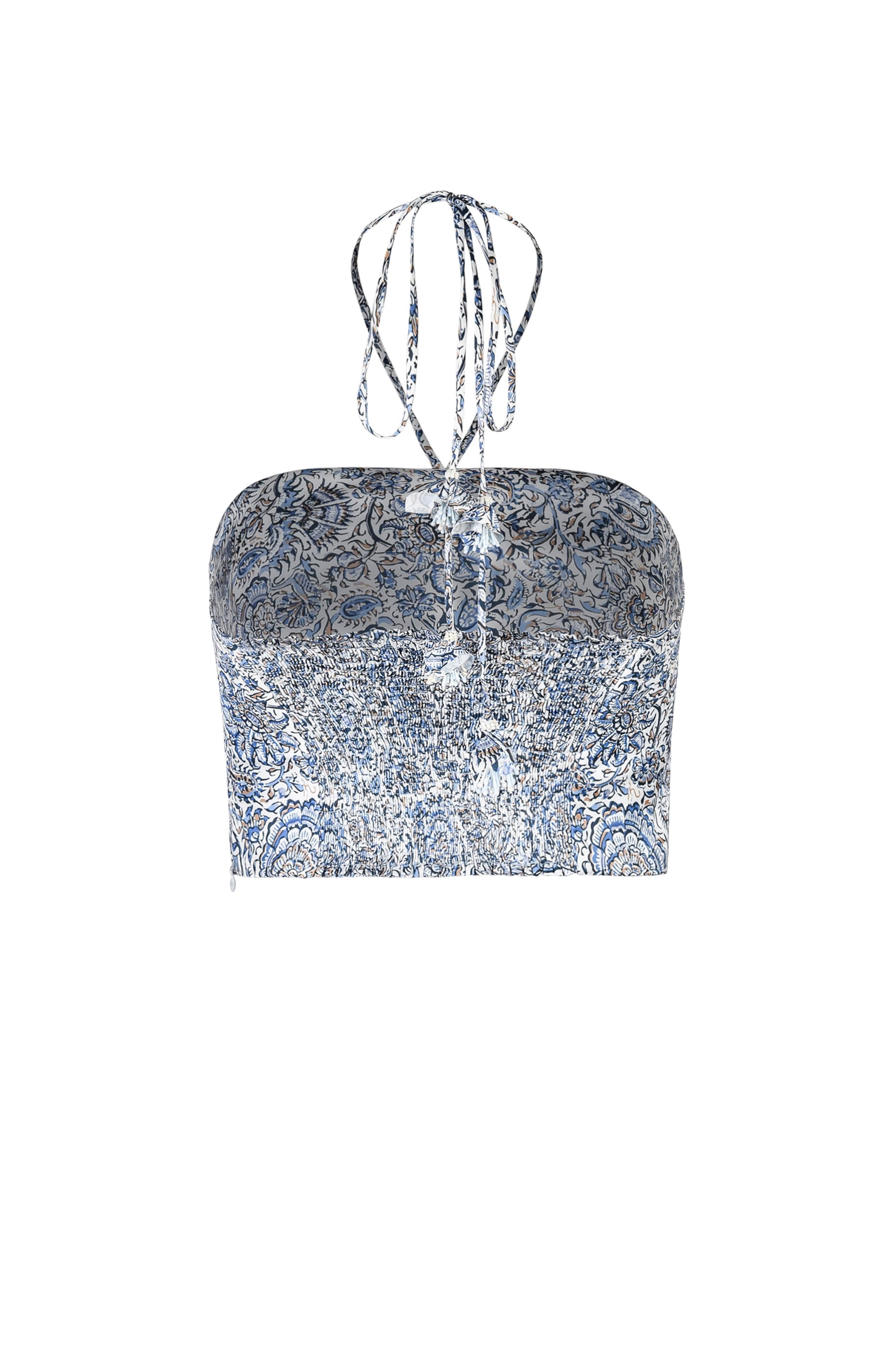 Gol Bustier Top - Iris Print Tops - Bustier & Embroidered Rosewater House 