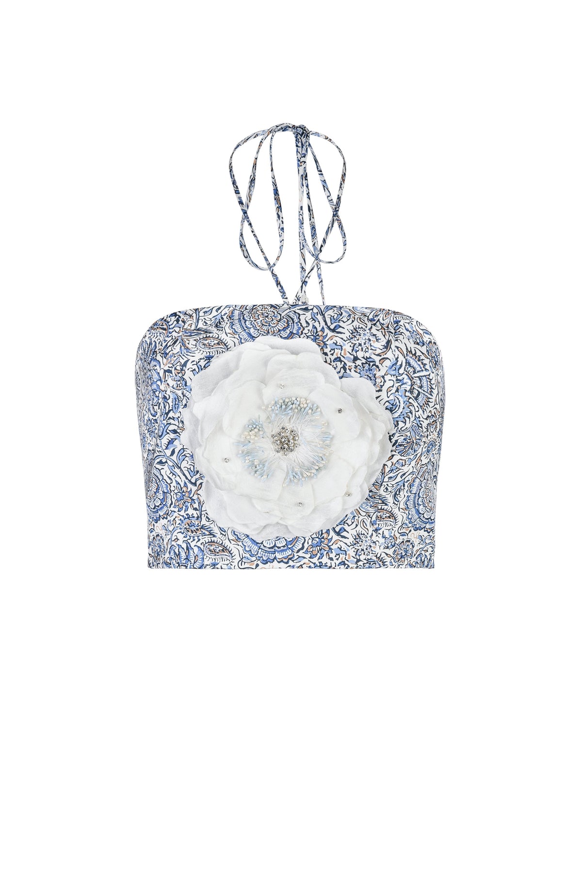 Gol Bustier Top - Iris Print Tops - Bustier & Embroidered Rosewater House 