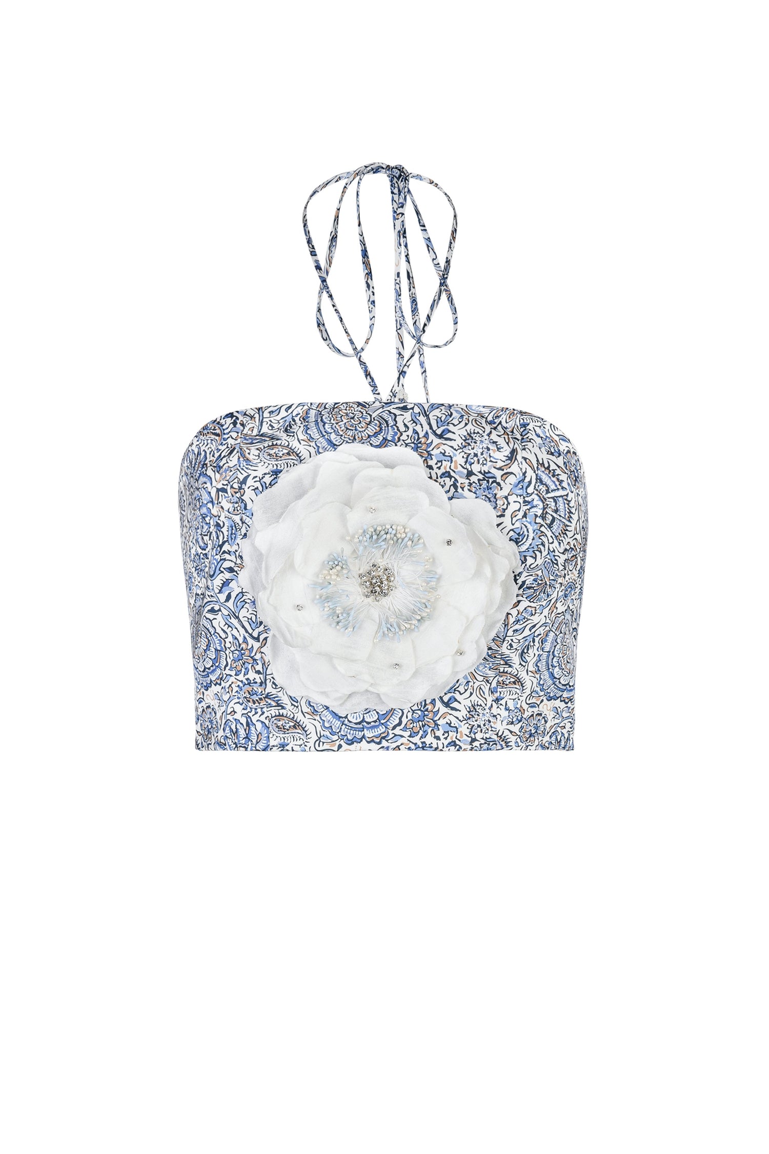Gol Bustier Top - Iris Print Tops - Bustier & Embroidered Rosewater House 