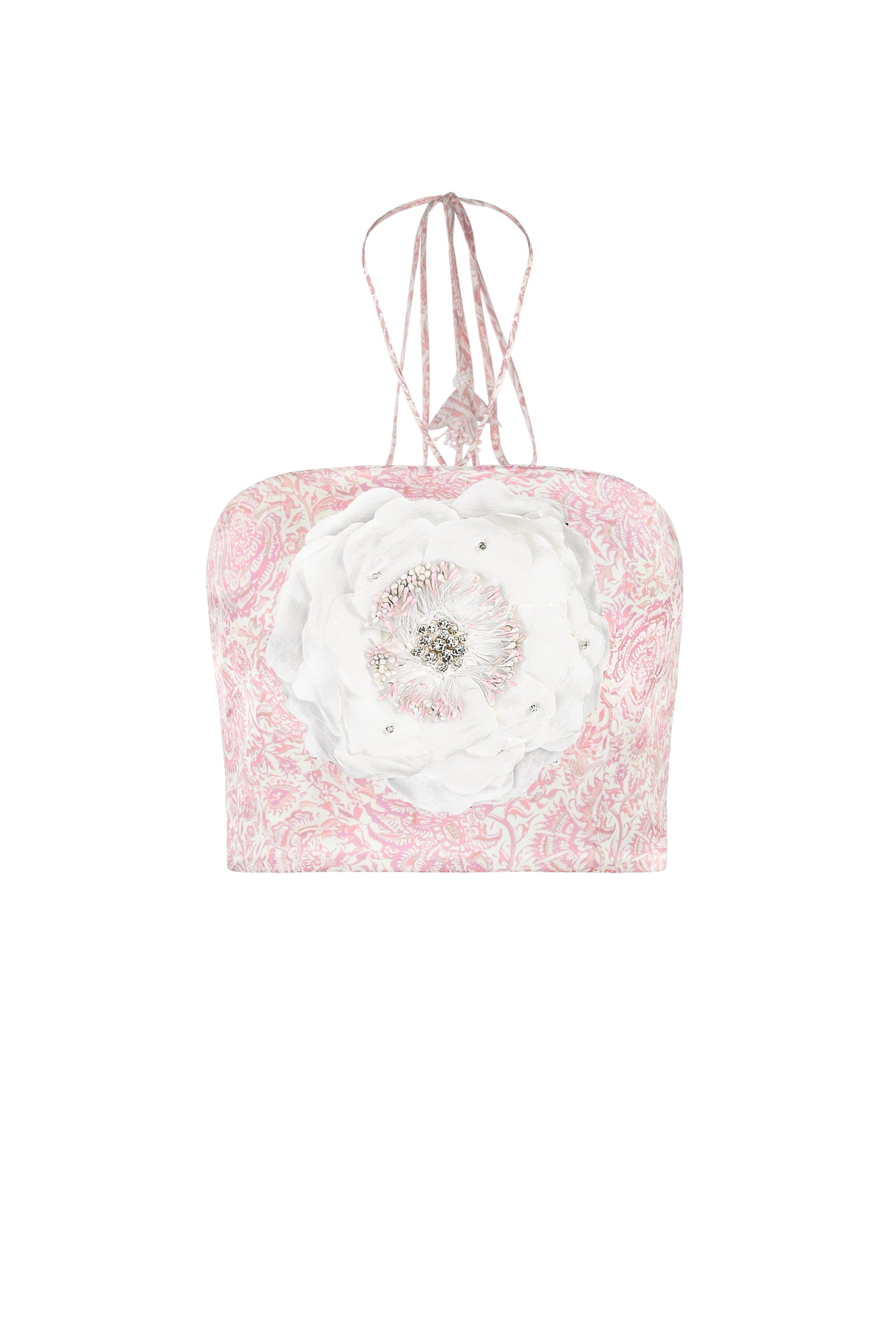 Gol Bustier Top - Iris Print Tops - Bustier & Embroidered Rosewater House 