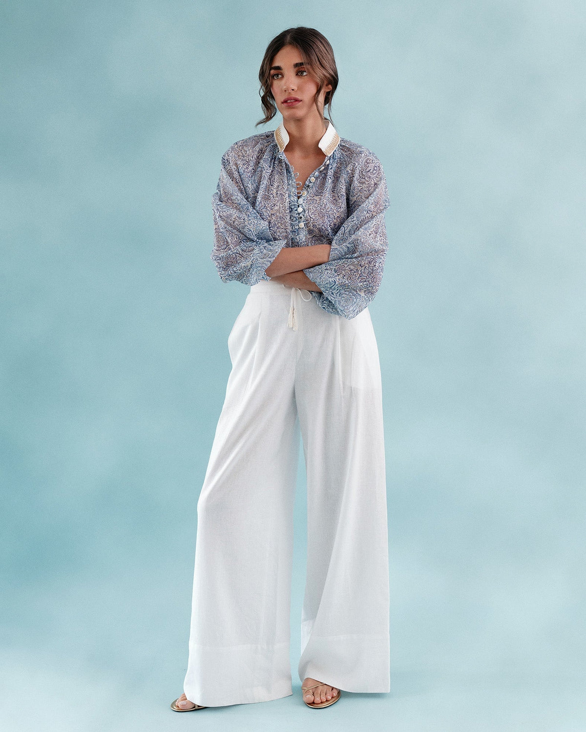 Golab Blouse - Blue Iris Tops - Blouse Rosewater House