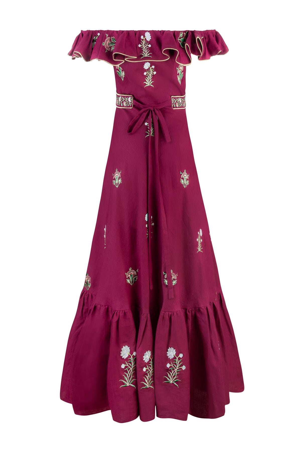Malika Belted Maxi Dress - Fauna Embroidery Dresses - Maxi Rosewater House 