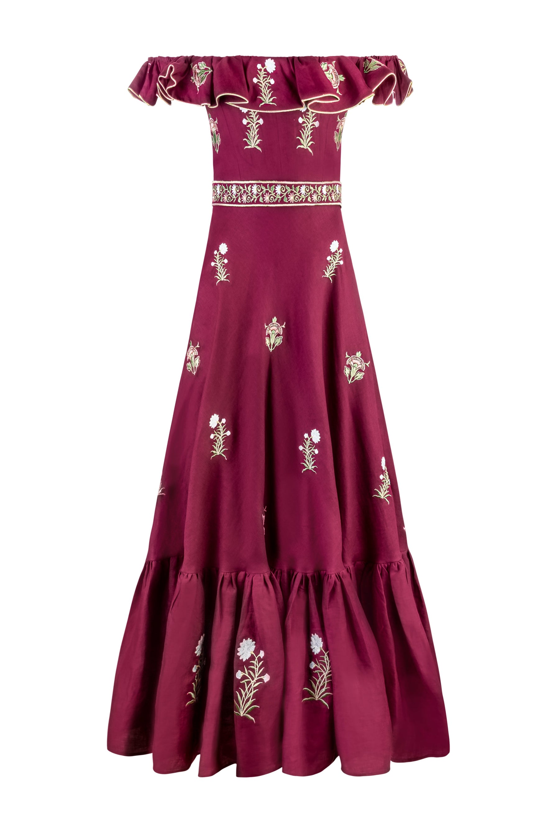 Malika Belted Maxi Dress - Fauna Embroidery Dresses - Maxi Rosewater House 