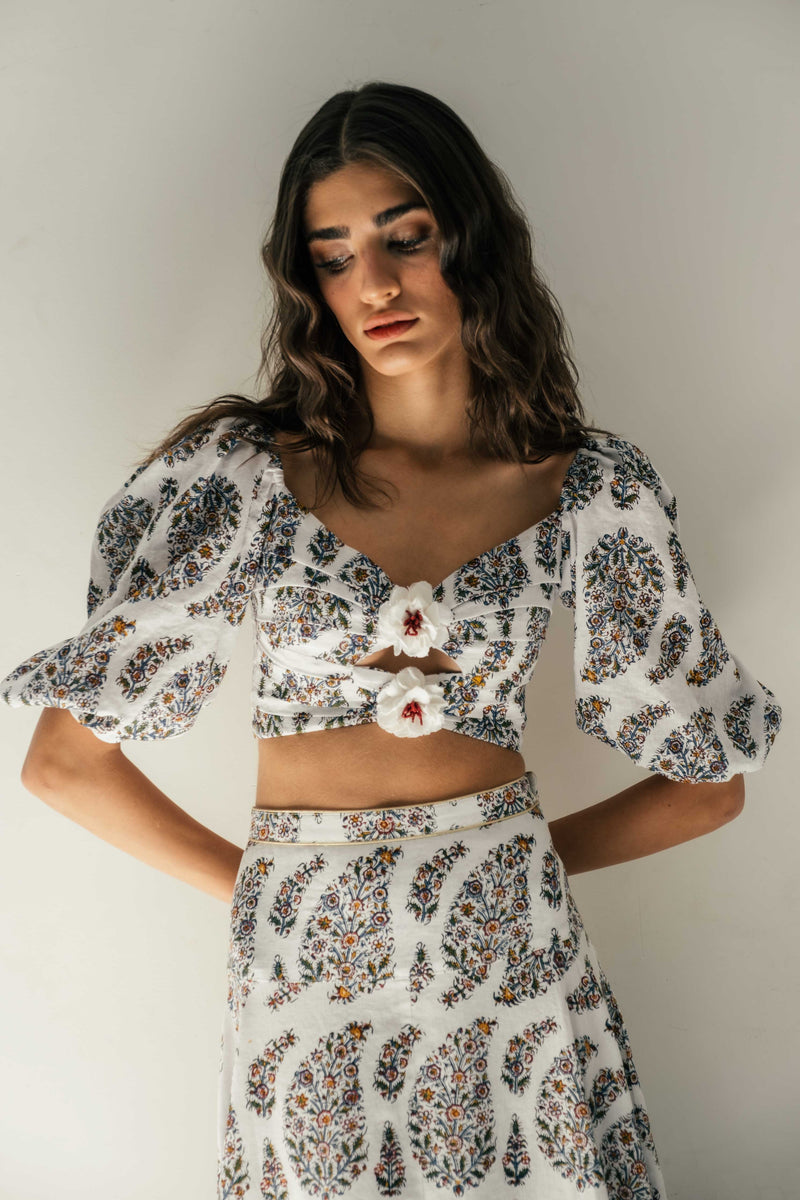 Rosa Cut-out Bustier - Paisley Ghalamkar Tops - Bustier & Embroidered Rosewater House 