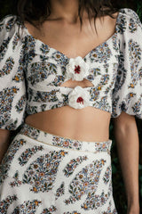 Rosa Cut-out Bustier - Paisley Ghalamkar Tops - Bustier & Embroidered Rosewater House 