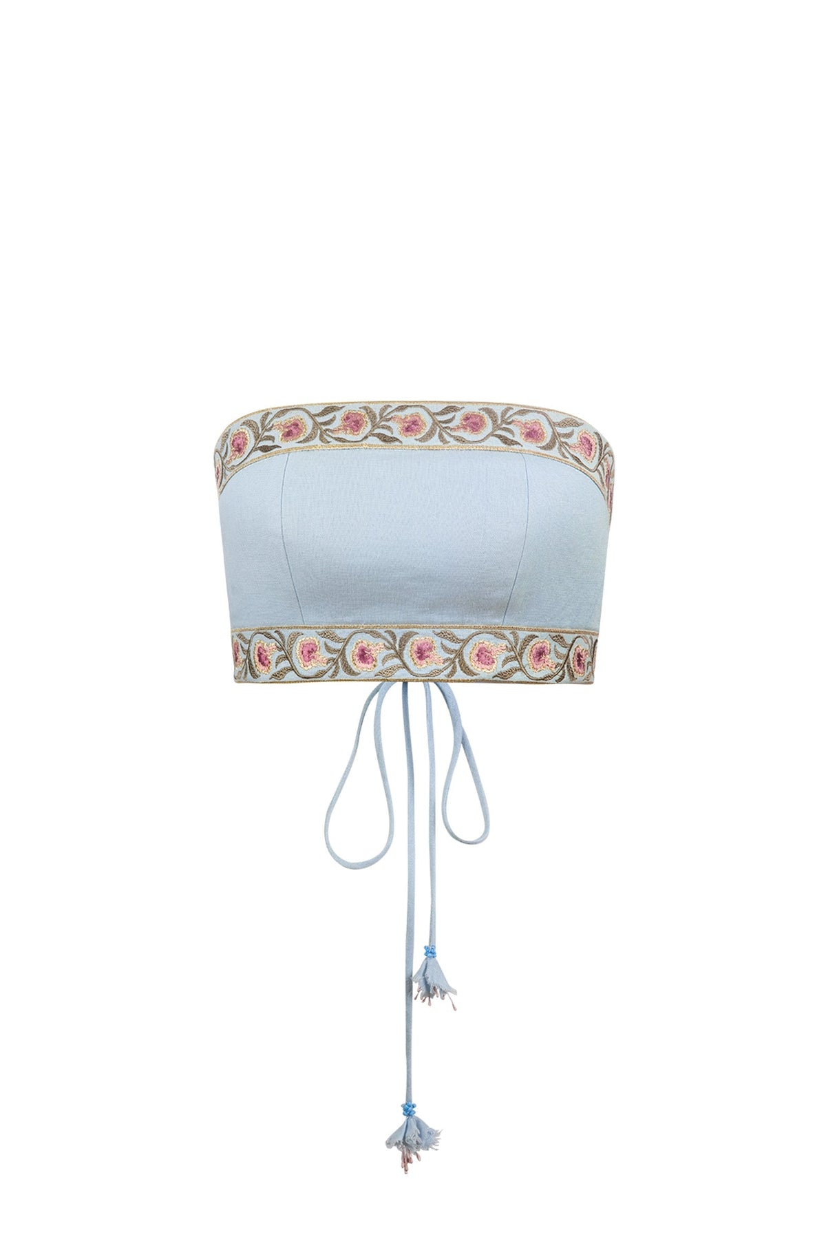 Carnation Crop Top - Blue & Pink Rosewater House