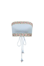 Carnation Crop Top - Blue & Pink Rosewater House
