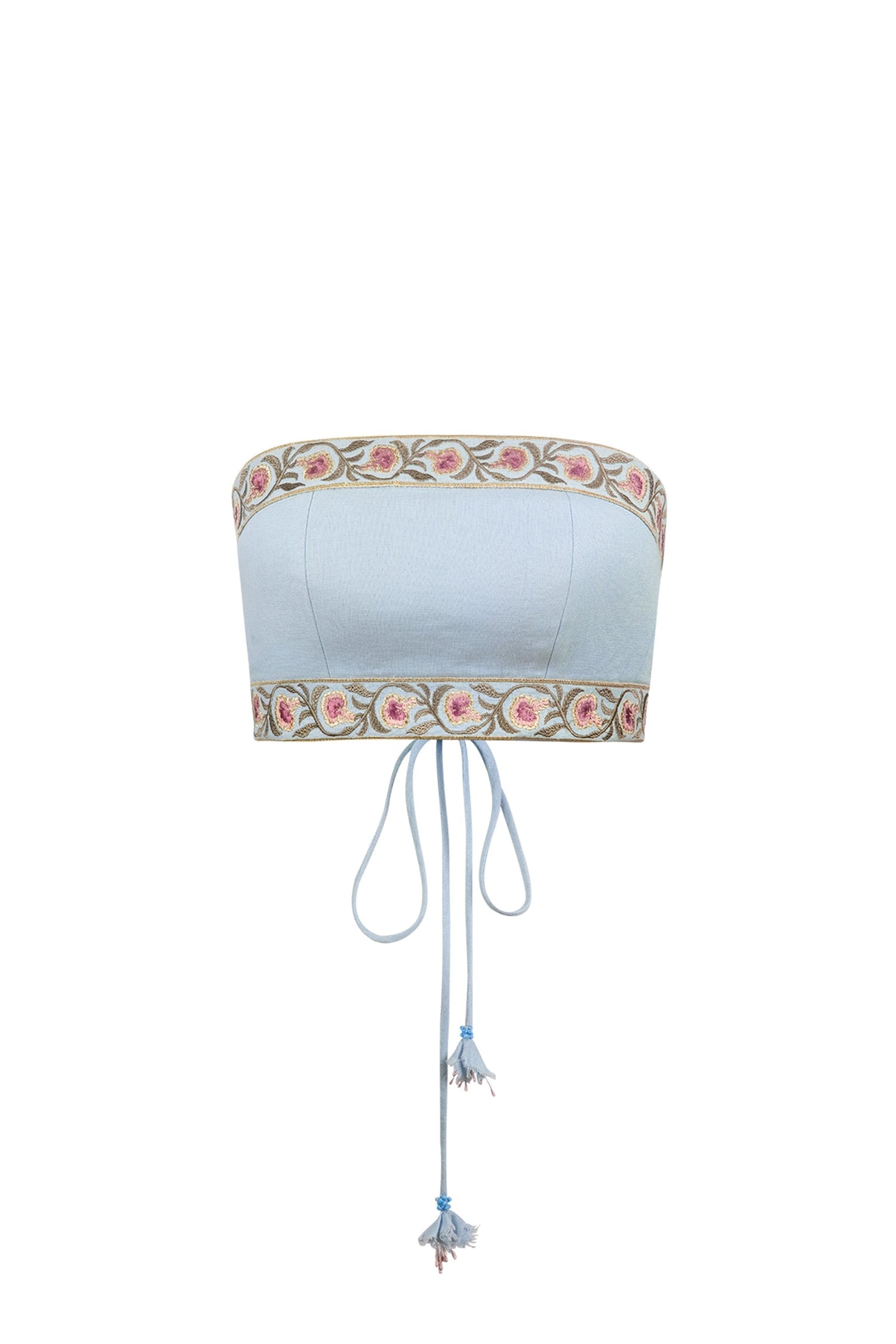 Carnation Crop Top - Blue & Pink Rosewater House
