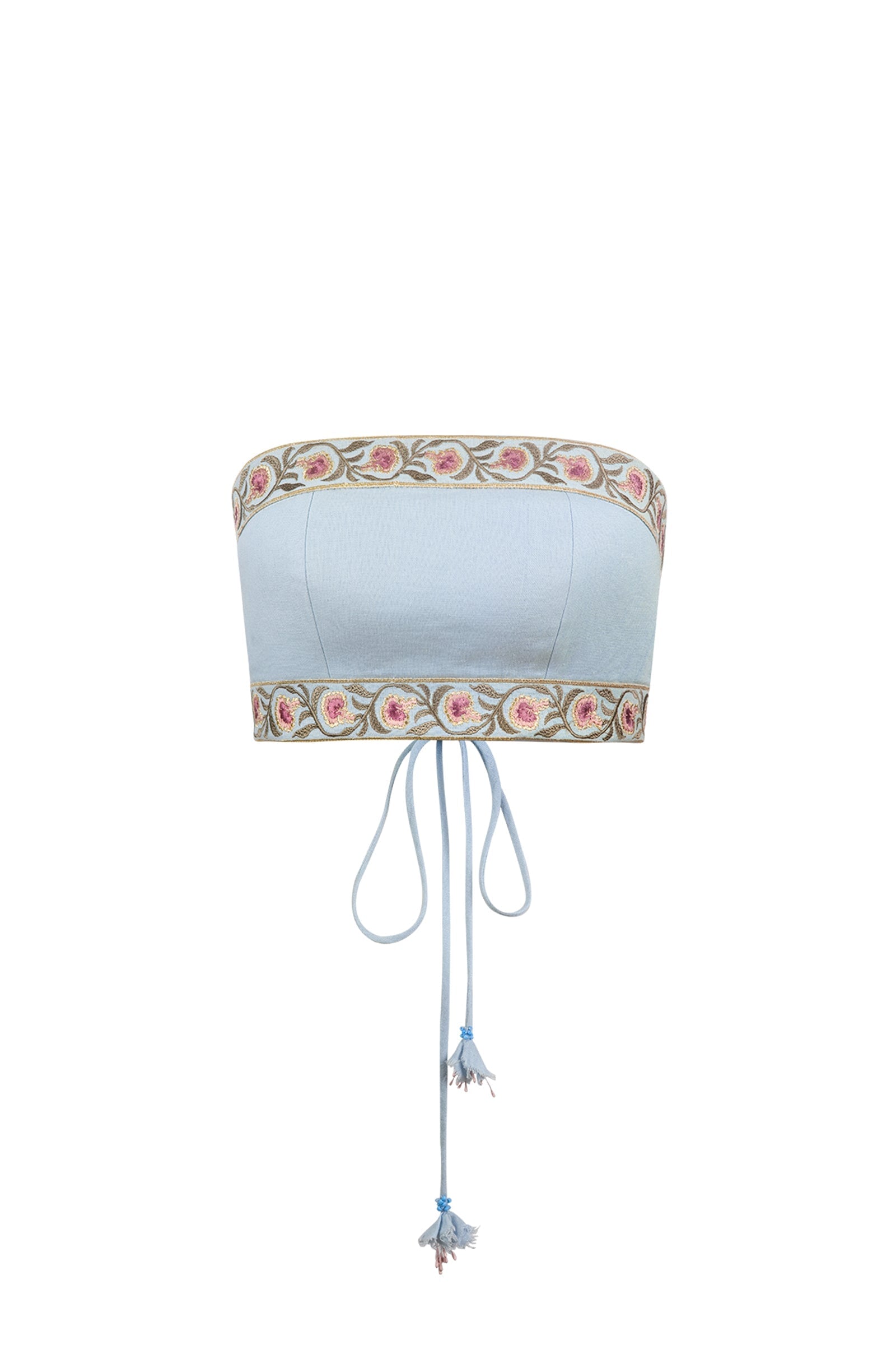Carnation Crop Top - Blue & Pink Rosewater House