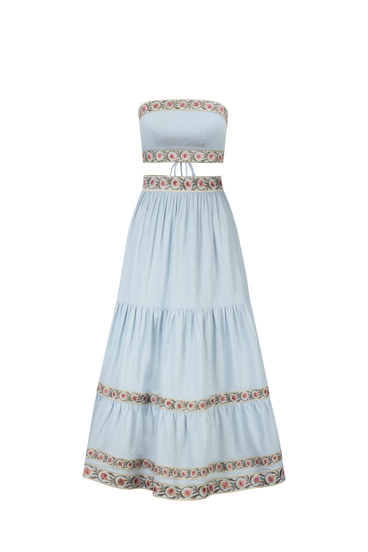 Carnation Ruffle Skirt - Blue & Pink Rosewater House