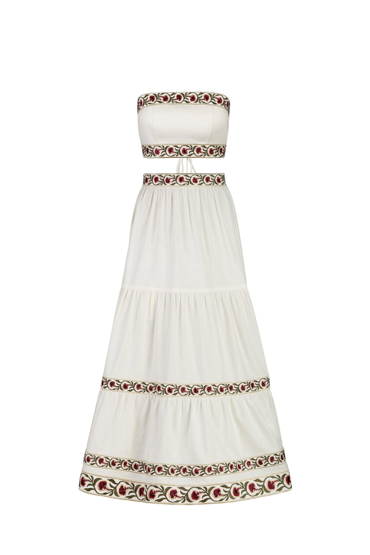 Carnation Ruffle Skirt - Ivory & Red Rosewater House