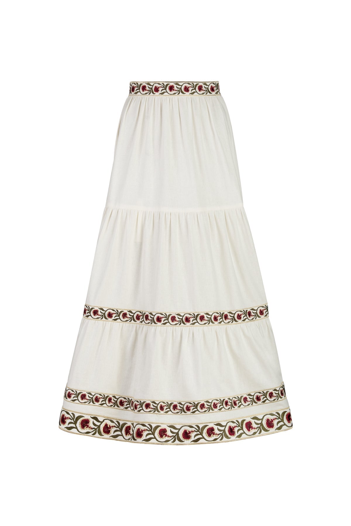 Carnation Ruffle Skirt - Ivory & Red Rosewater House