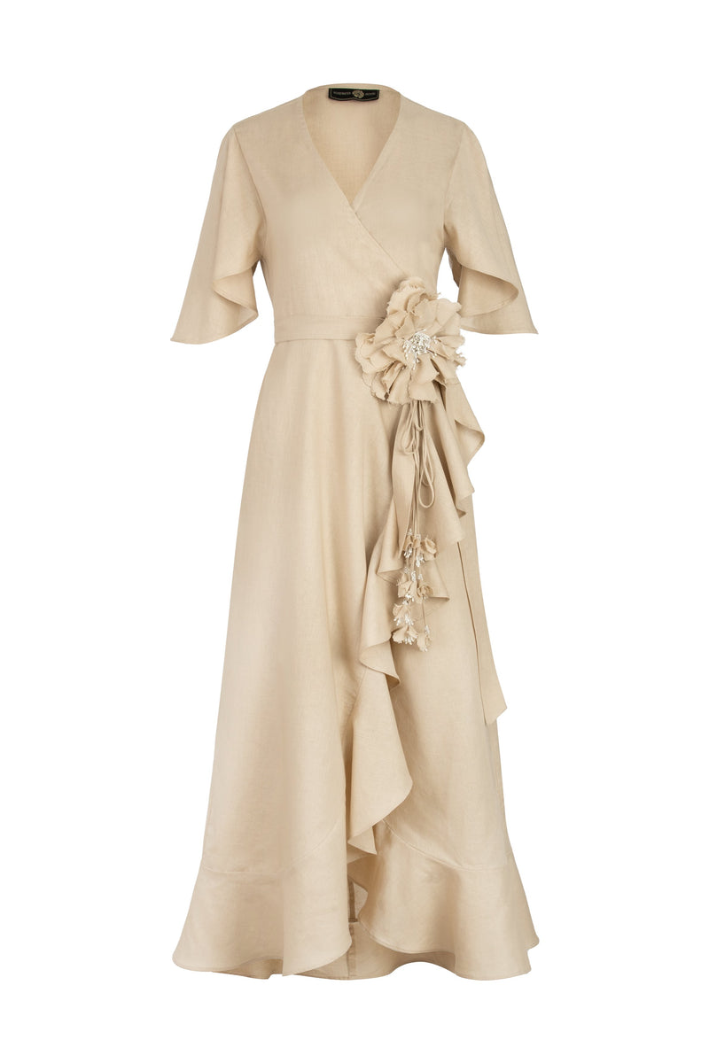 Gol Wrap Dress - Sand Dresses - Formal Rosewater House 