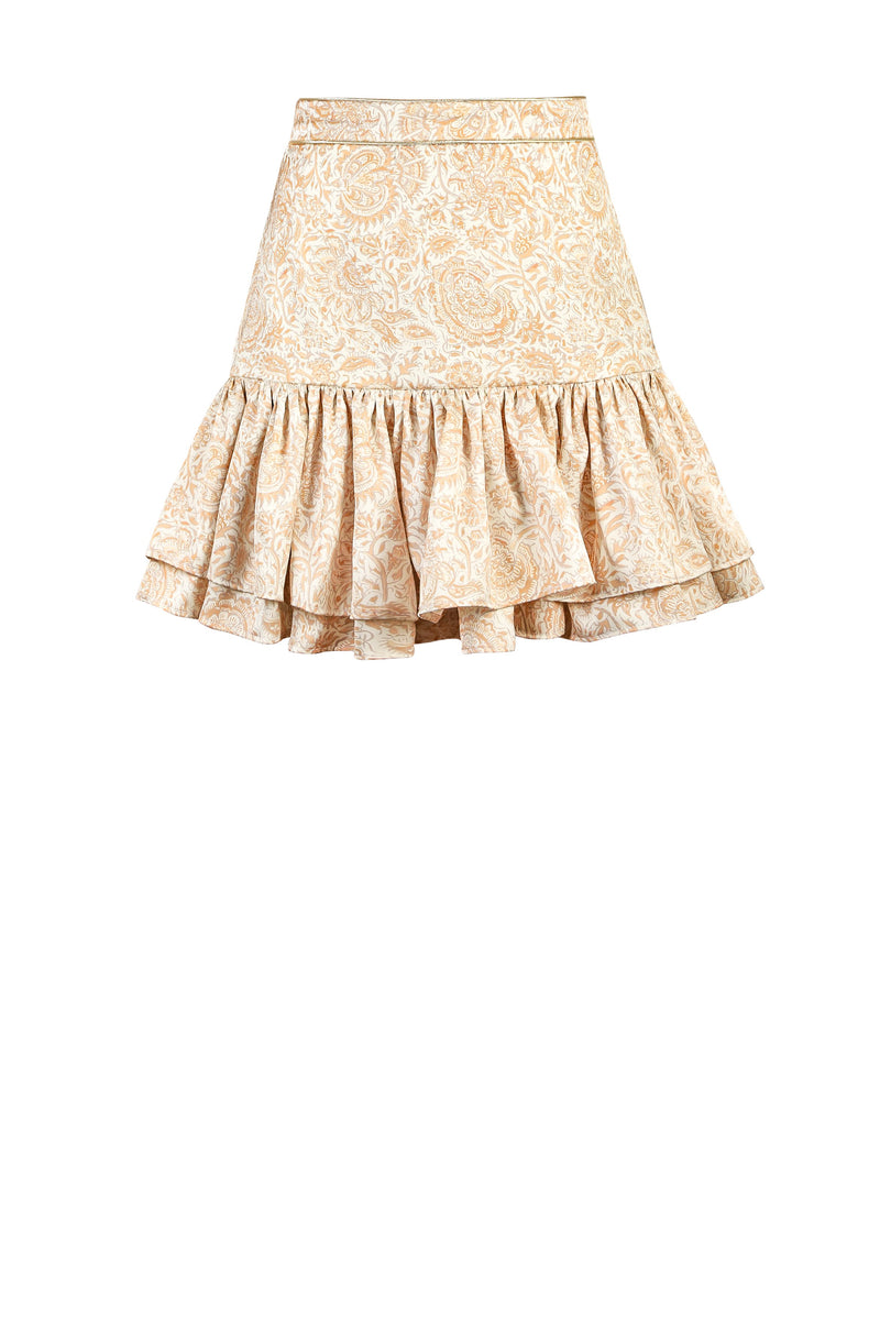 Pipa Mini Skirt - Printed Silk Creme Rosewater House 