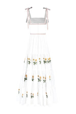 Tara Maxi Dress - Pansy Embroidered Offwhite & Yellow Dresses - Formal Rosewater House