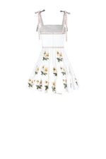 Tara Mini Dress - Pansy Embroidered Offwhite & Yellow Dresses - Formal Rosewater House