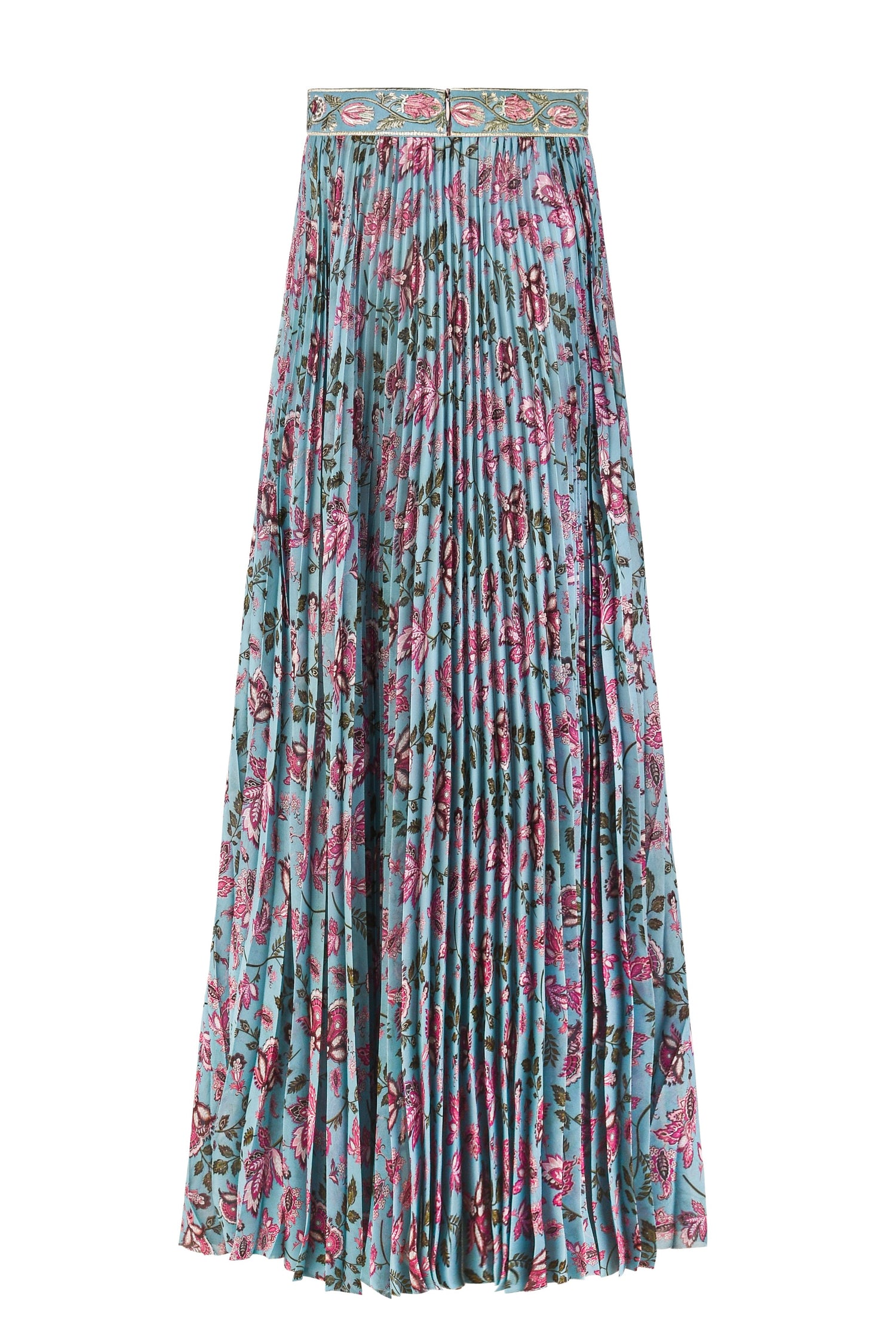 Viona Skirt - Golestan Printed Chiffon Turquoise Bottoms - Skirts Rosewater House