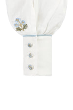 Naz Blouse - White & Blue Rosewater House