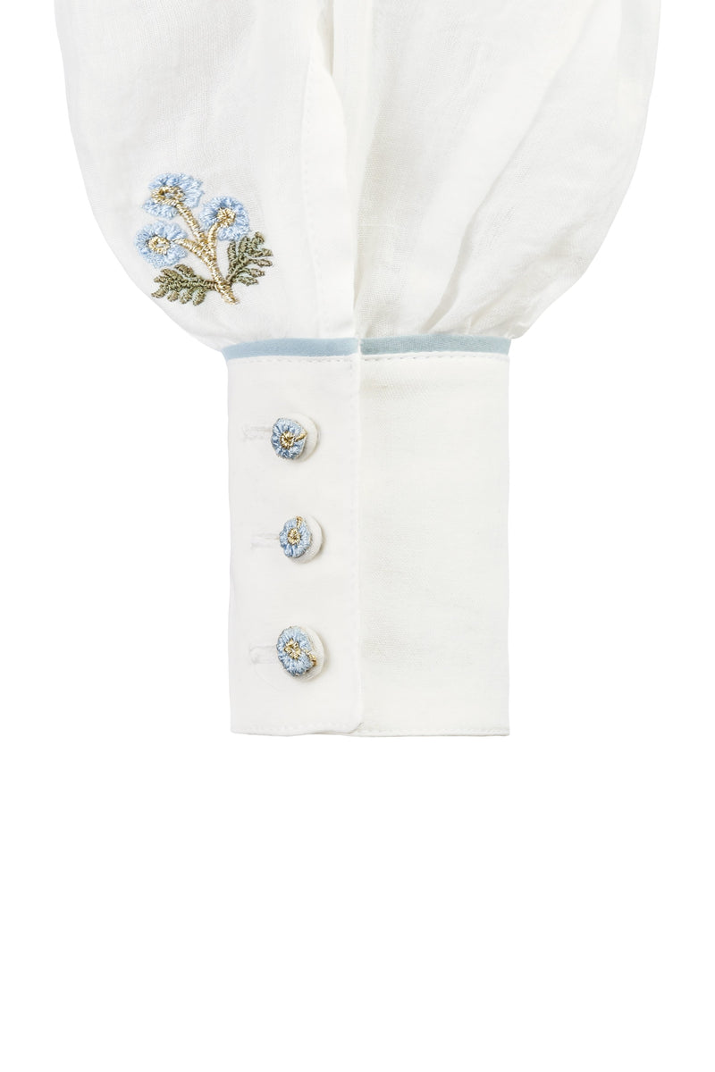 Naz Blouse - White & Blue Rosewater House 