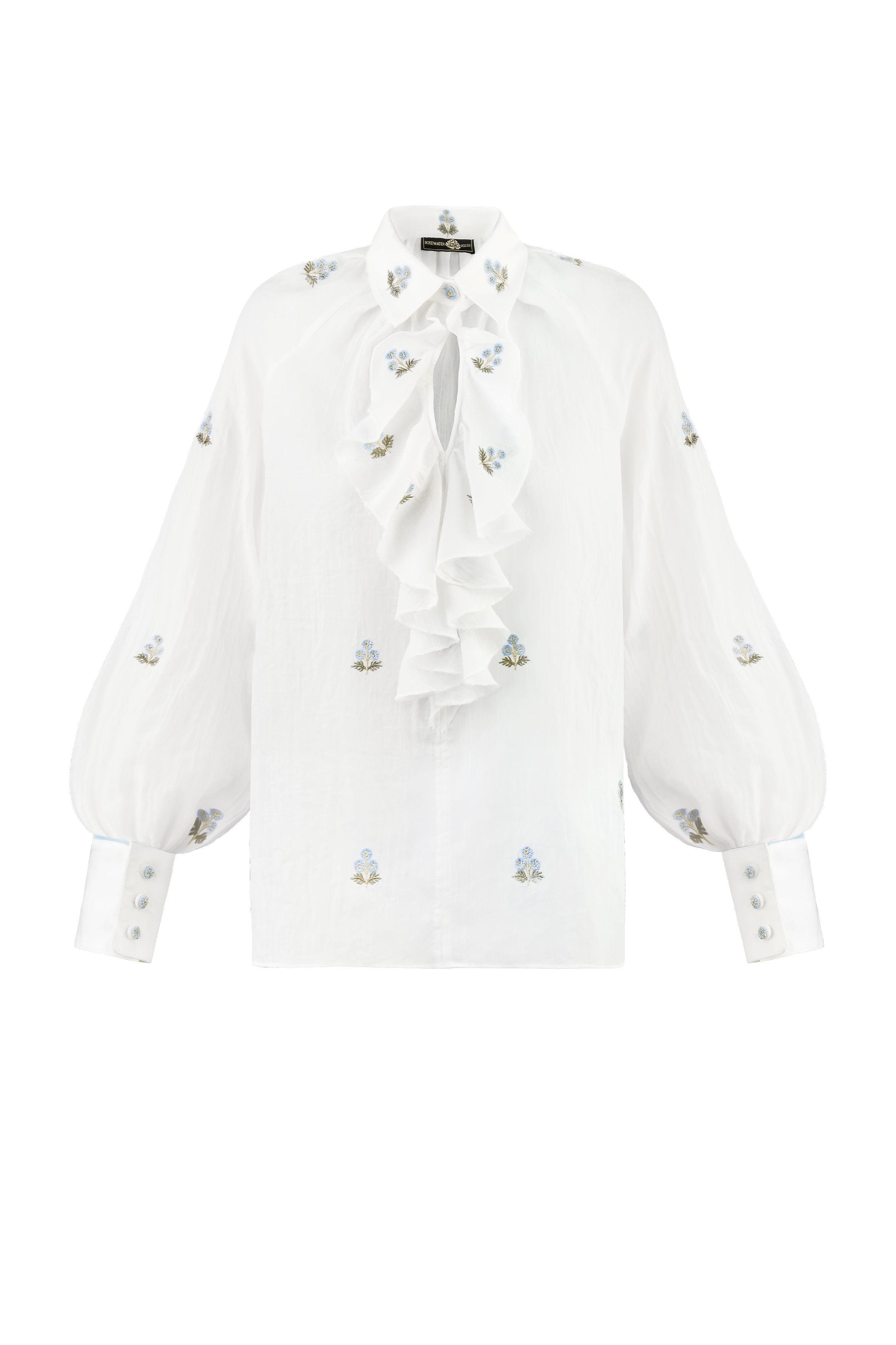 Naz Blouse - White & Blue Rosewater House