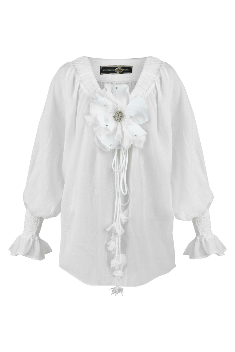 Gol Blouse - White Tops - Blouse Rosewater House 