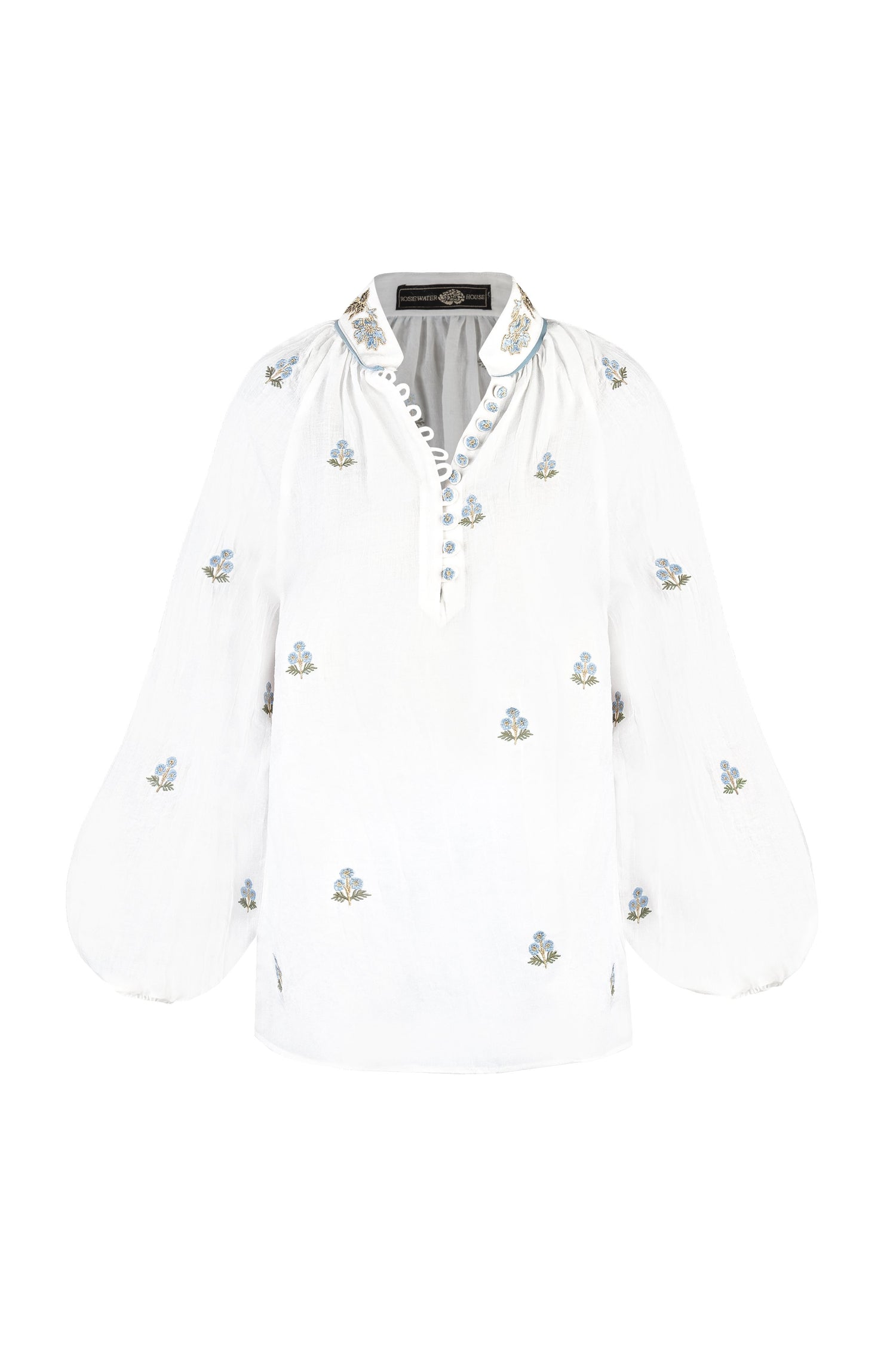 Golnaz Blouse - Blue on White Tops - Blouse Rosewater House 