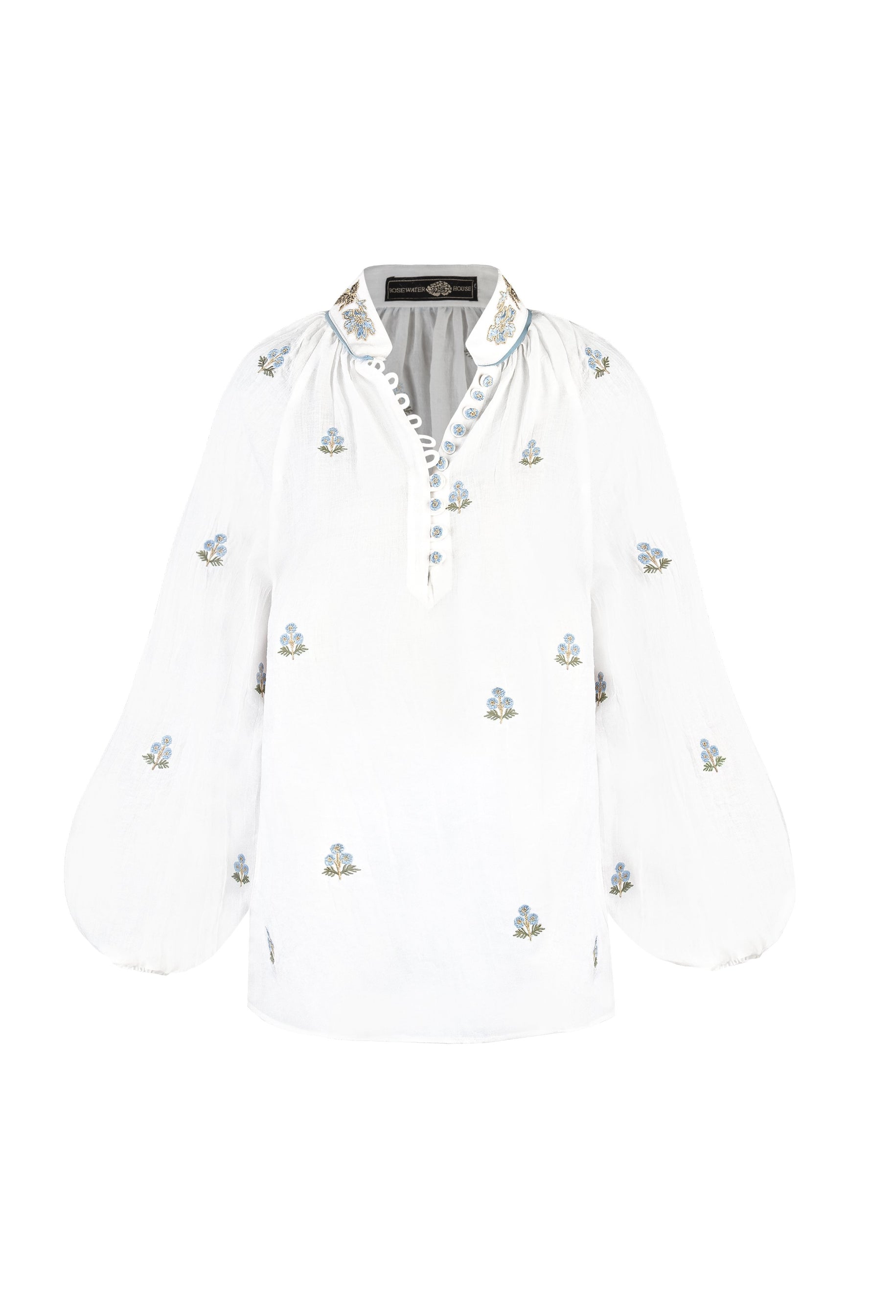 Golnaz Blouse - Blue on White Tops - Blouse Rosewater House 