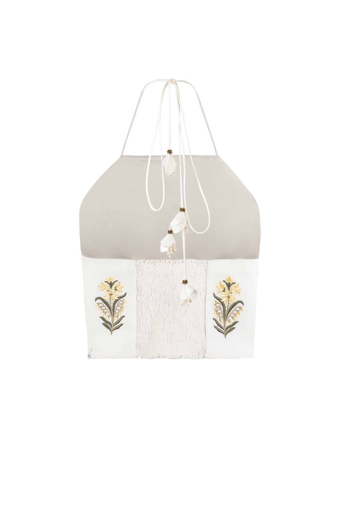 Gilda bustier - Lilium Embroidered Offwhite & Yellow Tops - Bustier & Embroidered Rosewater House 