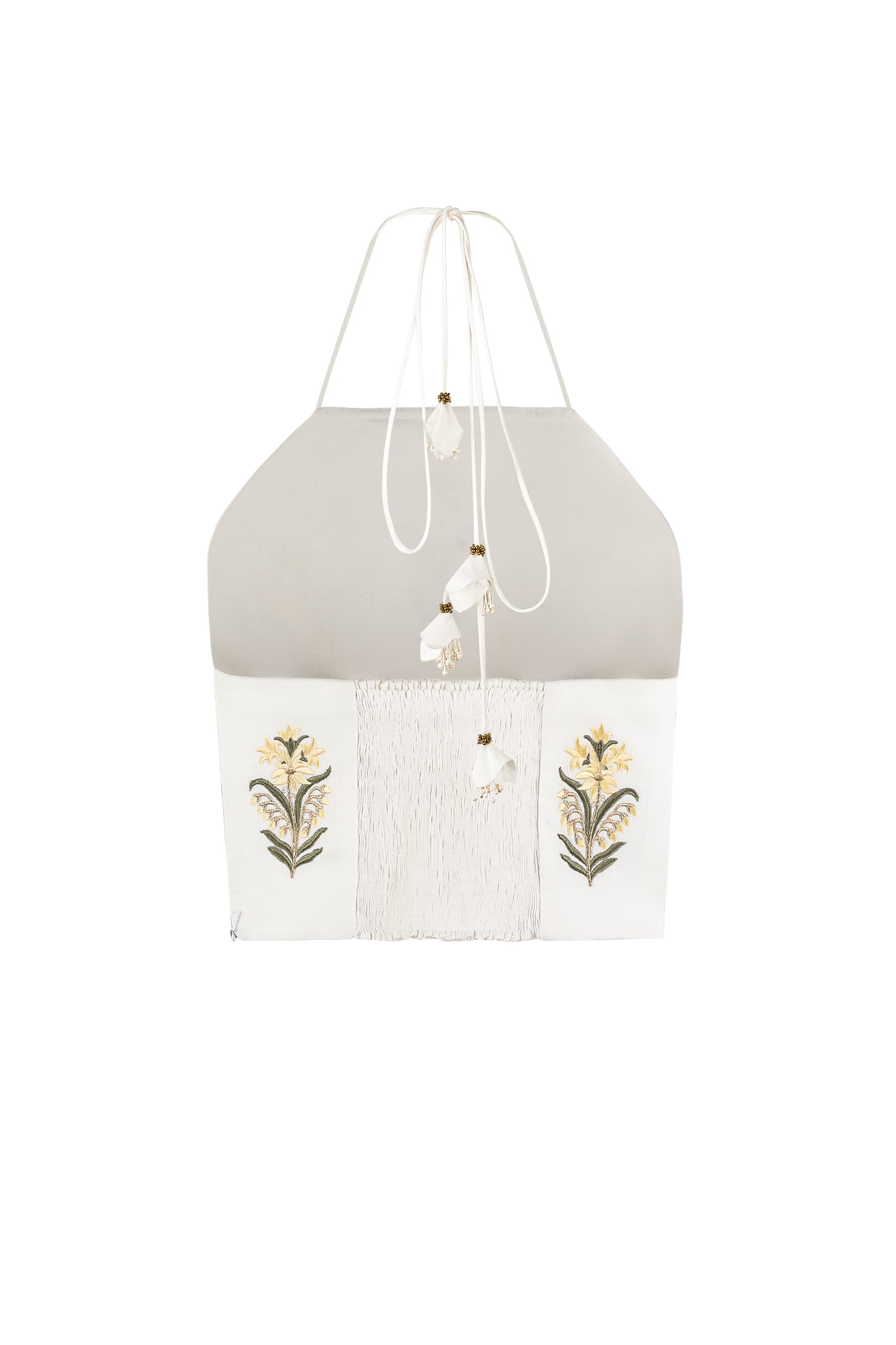 Gilda bustier - Lilium Embroidered Offwhite & Yellow Tops - Bustier & Embroidered Rosewater House 