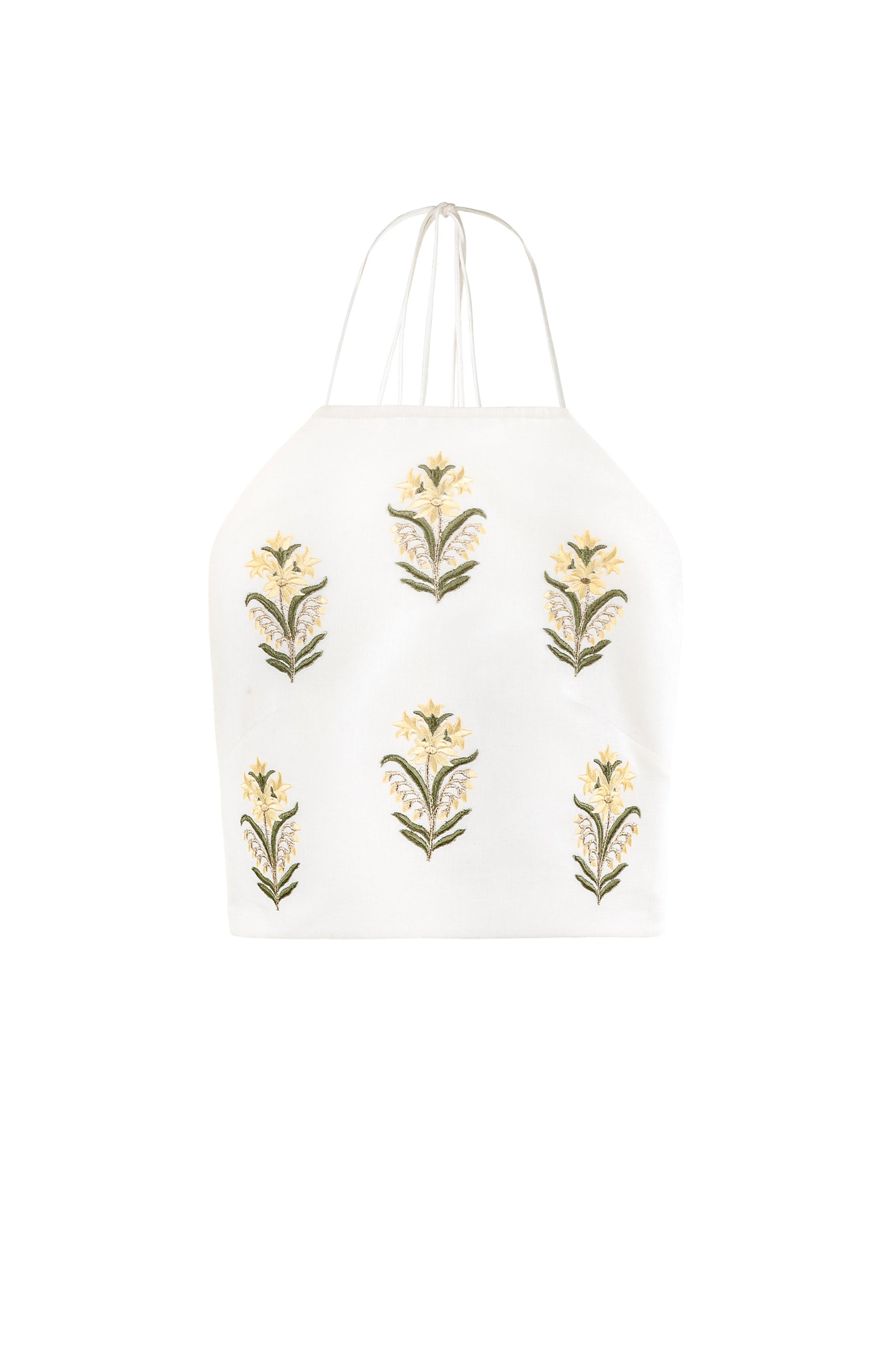 Gilda bustier - Lilium Embroidered Offwhite & Yellow Tops - Bustier & Embroidered Rosewater House 