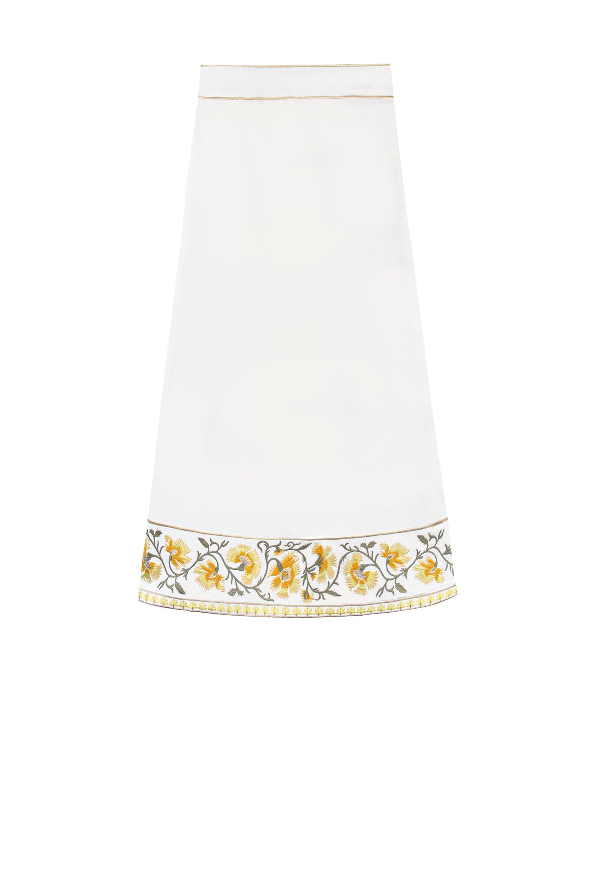 Lola Skirt - Lola Embroidered Offwhite & Yellow Bottoms - Skirts Rosewater House
