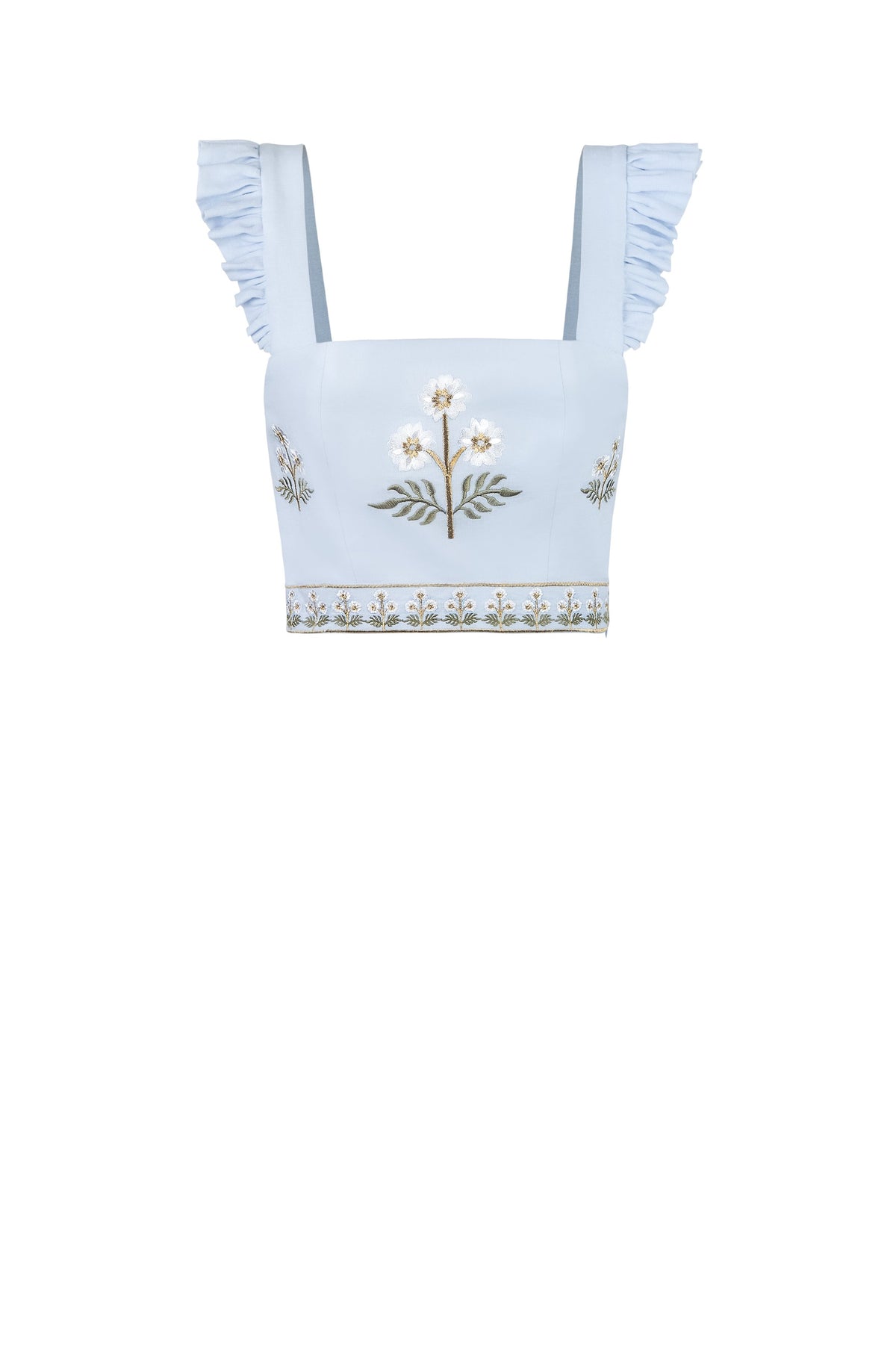 Yalda Bustier - Naz Embroidered Blue & White Tops - Bustier & Embroidered Rosewater House