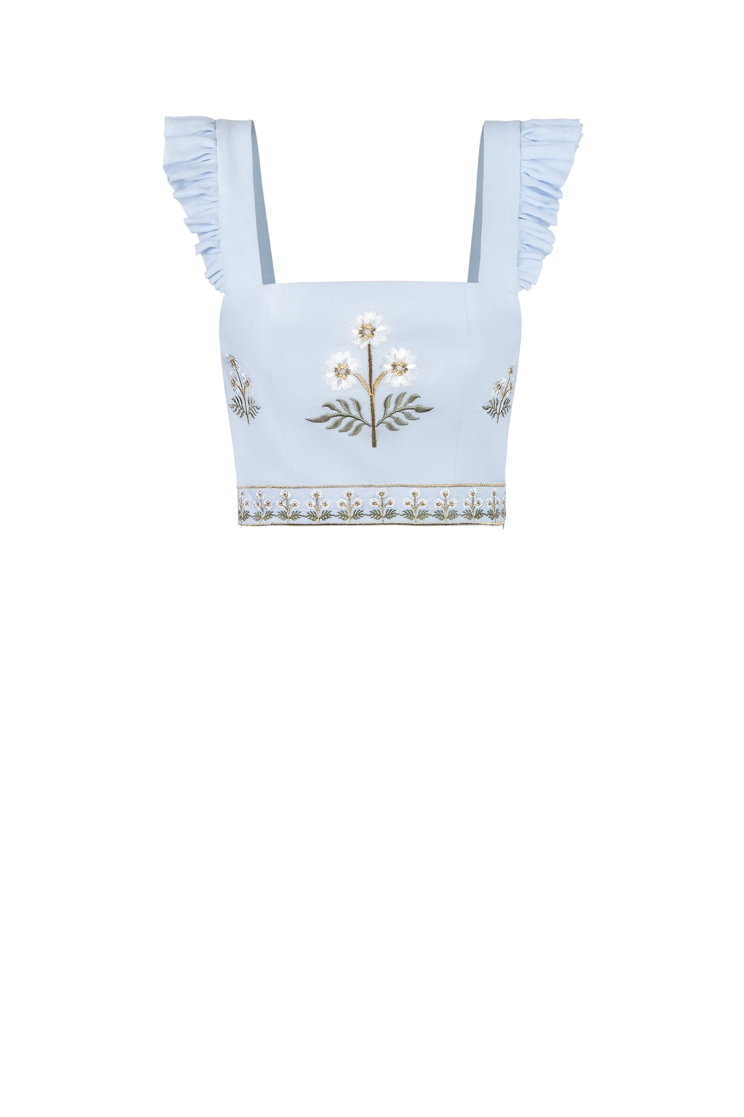 Yalda Bustier - Naz Embroidered Blue & White Tops - Bustier & Embroidered Rosewater House