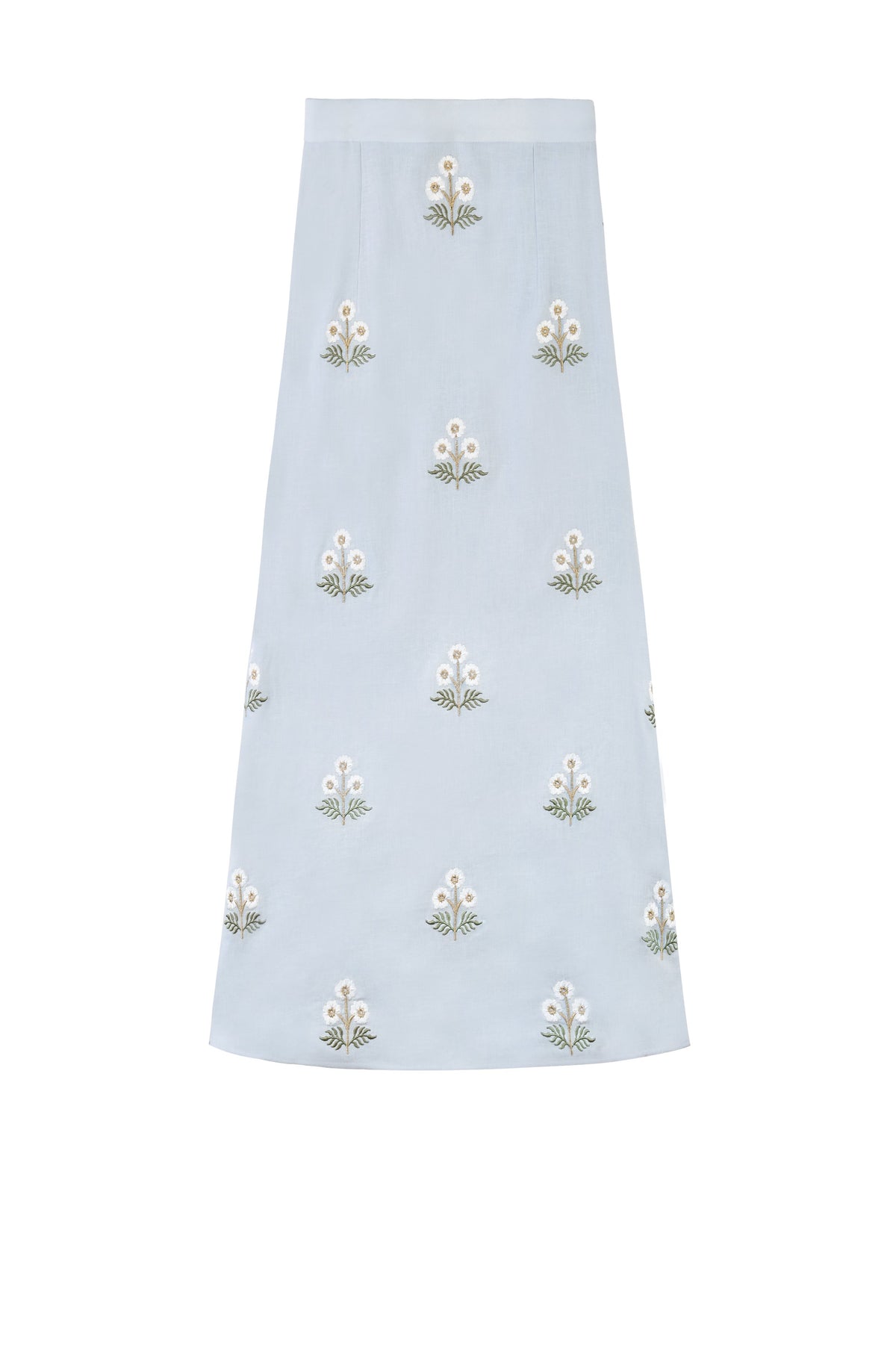Yalda Skirt - Naz Embroidered Blue & White Bottoms - Skirts Rosewater House