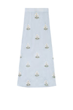Yalda Skirt - Naz Embroidered Blue & White Bottoms - Skirts Rosewater House