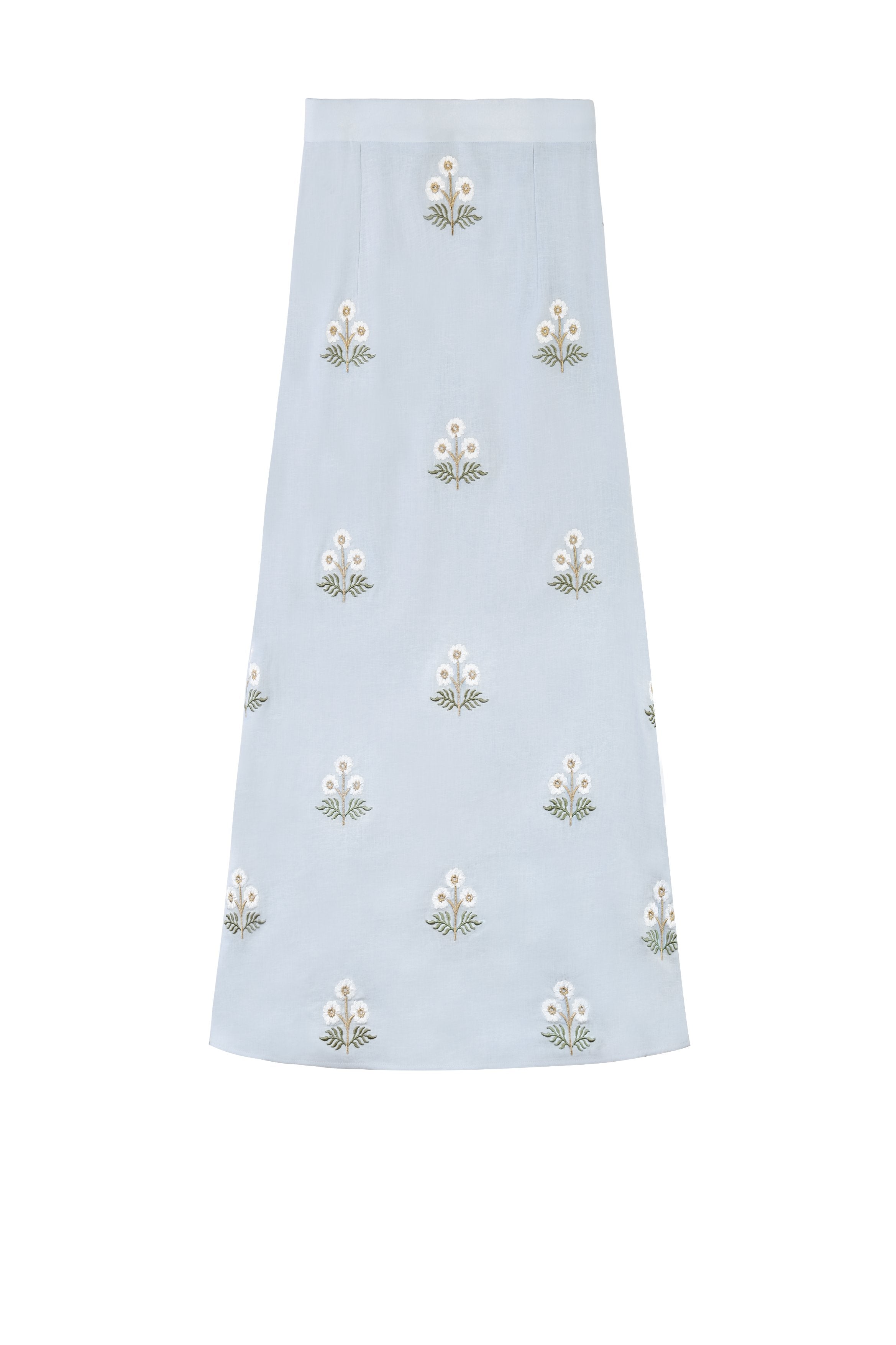 Yalda Skirt - Naz Embroidered Blue & White Bottoms - Skirts Rosewater House 