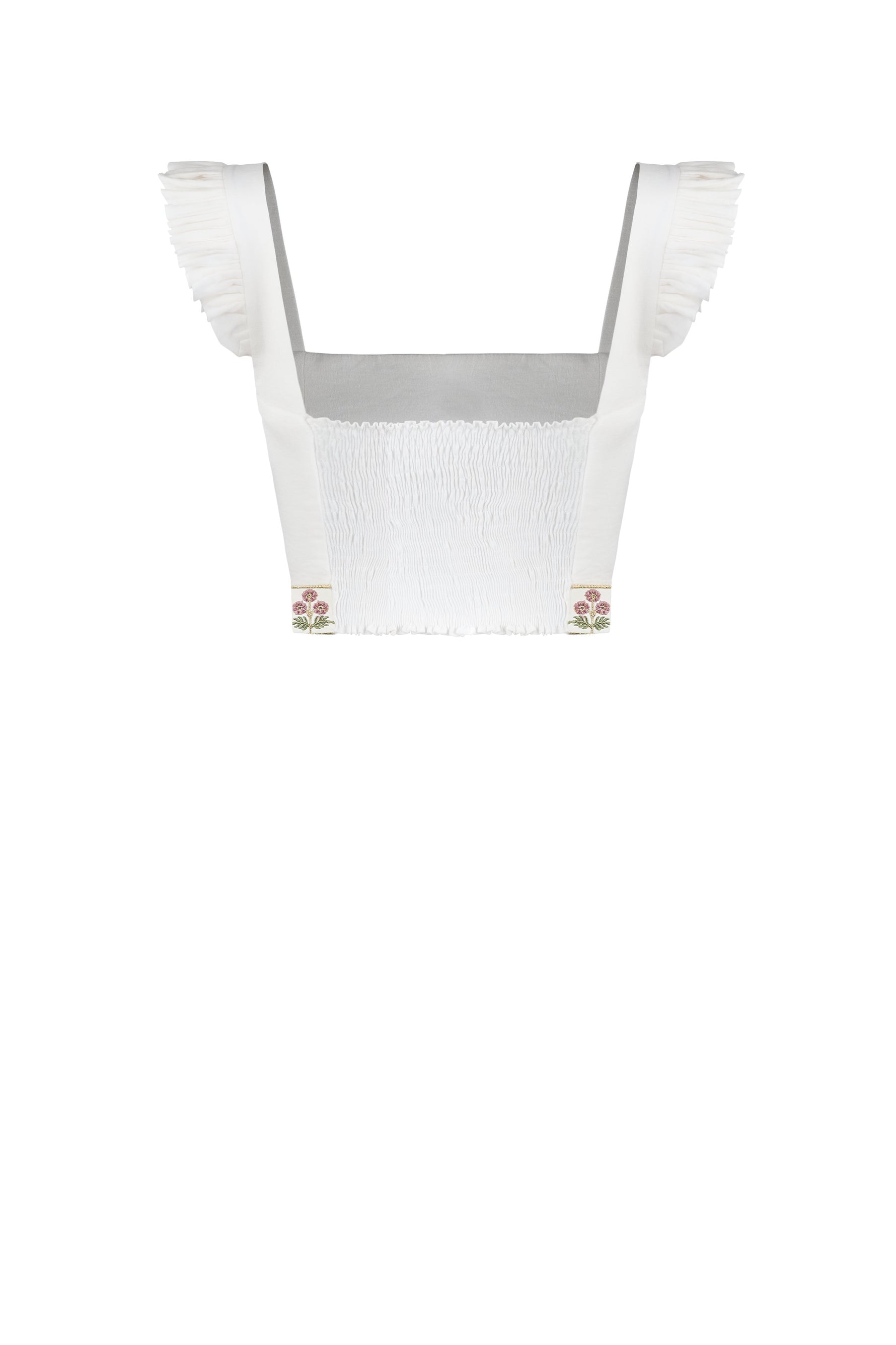 Yalda bustier - Naz Embroidered Offwhite & Pink Rosewater House