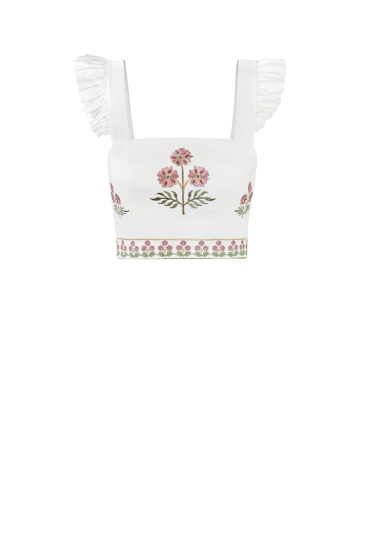 Yalda bustier - Naz Embroidered Offwhite & Pink Rosewater House