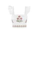Yalda bustier - Naz Embroidered Offwhite & Pink Rosewater House