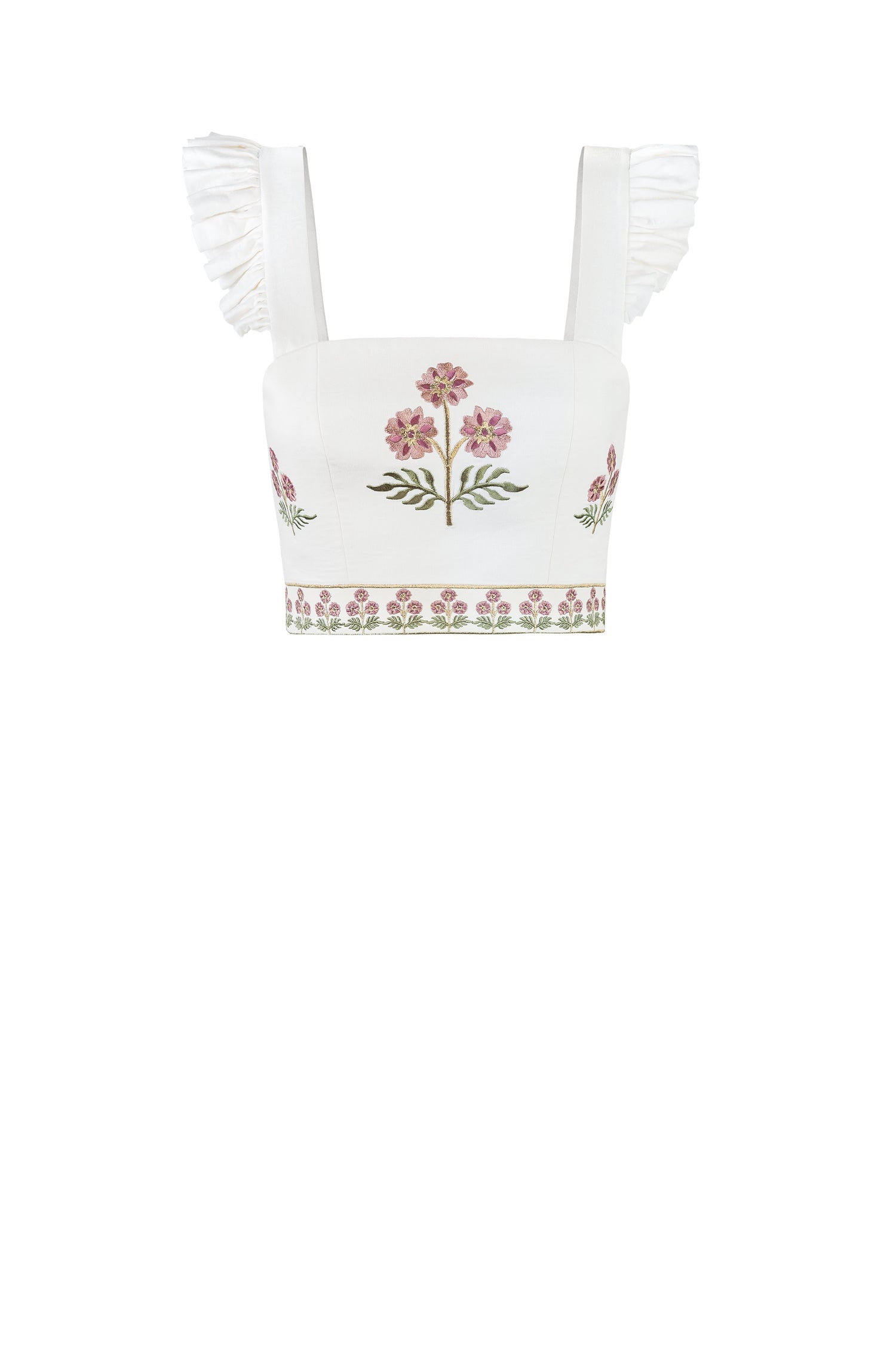 Yalda bustier - Naz Embroidered Offwhite & Pink Rosewater House