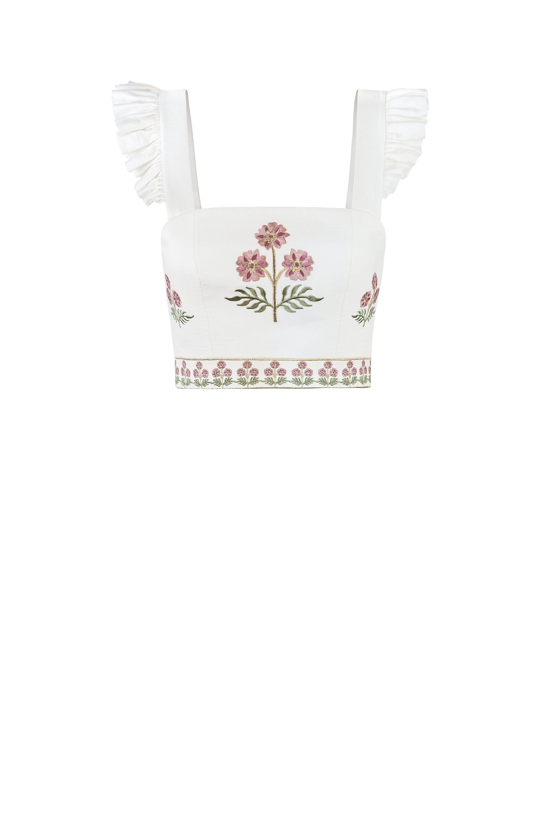 Yalda bustier - Naz Embroidered Offwhite & Pink Rosewater House