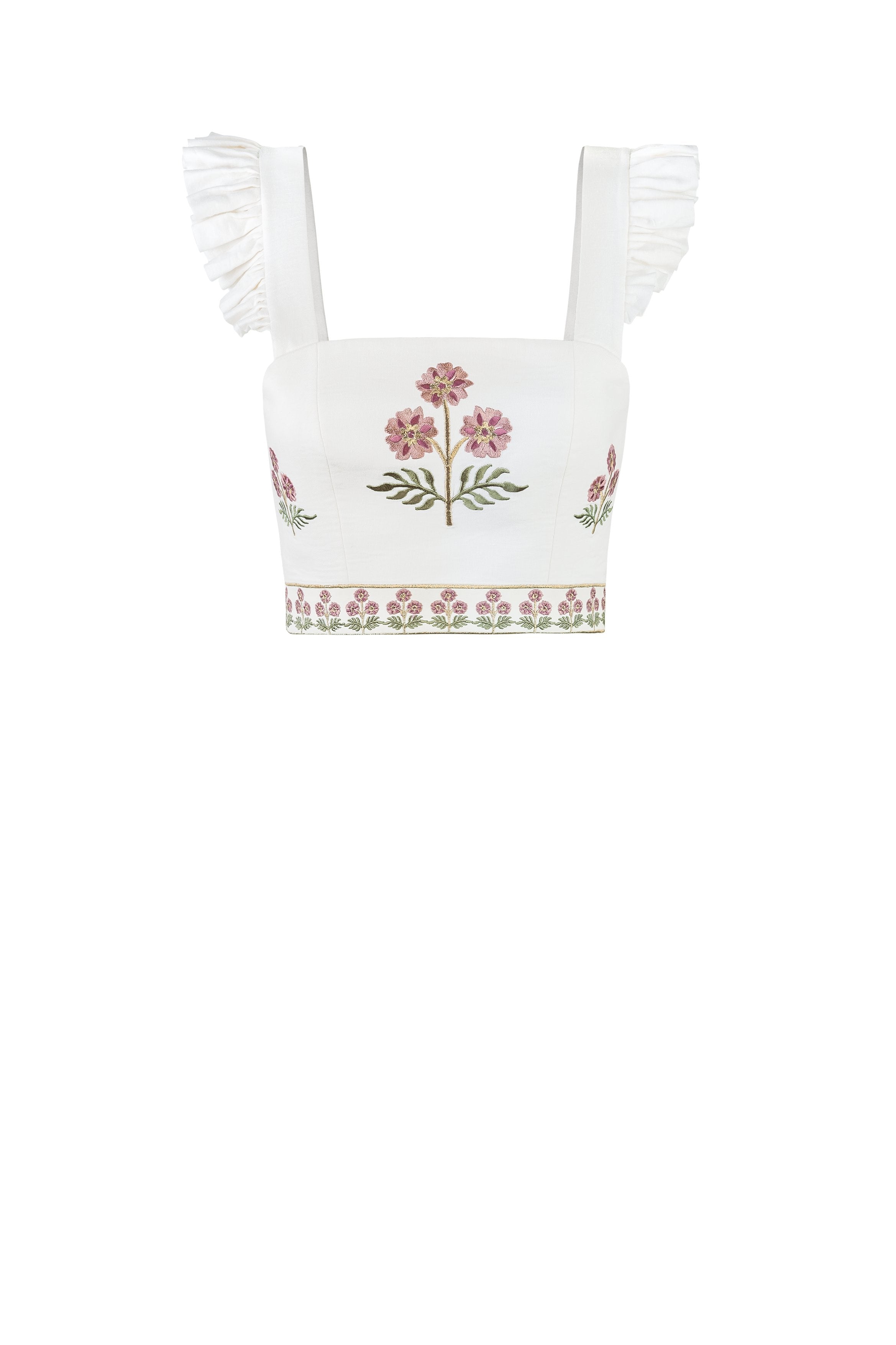 Yalda bustier - Naz Embroidered Offwhite & Pink Rosewater House