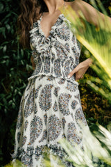 Bahar Ruffle Dress - Paisley Ghalamkar Dresses - Formal Rosewater House 