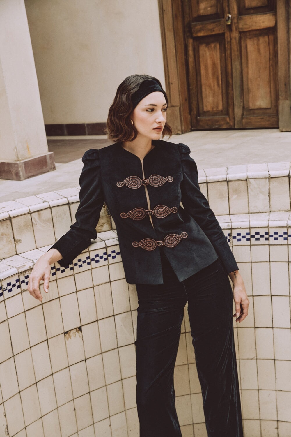Mahtab Straight Leg Velvet Pants - Black Accessory - Belts Rosewater House