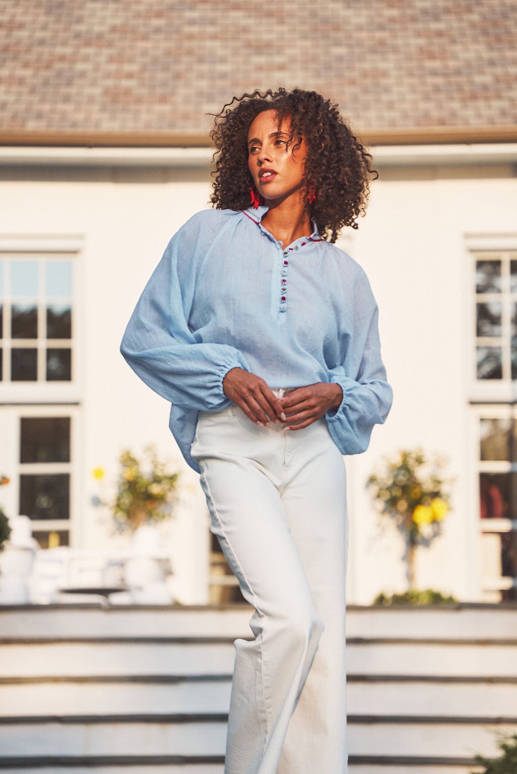 Golab Blouse - Blue & Red (Limited Edition) Tops - Blouse Rosewater House