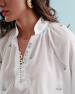 Golnaz Blouse - Blue & White Tops - Blouse Rosewater House