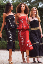 Lily Skirt - Deep Red & Ivory Bottoms - Skirts Rosewater House